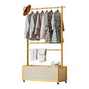 Multi-Functional Clothing Organizer with Rattan Storage Bin