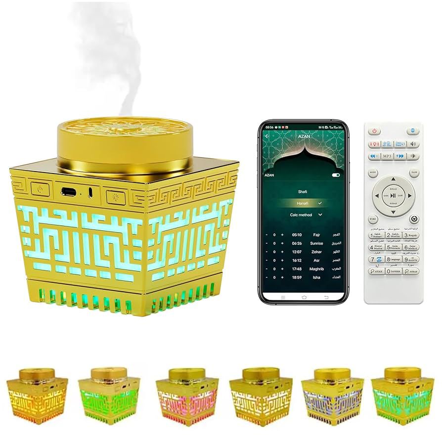 Type C Electric Oud Burner Digital Quran Player for Home Office and Car | Bakhoor BoSidin Incense Burner Quran speaker with led light