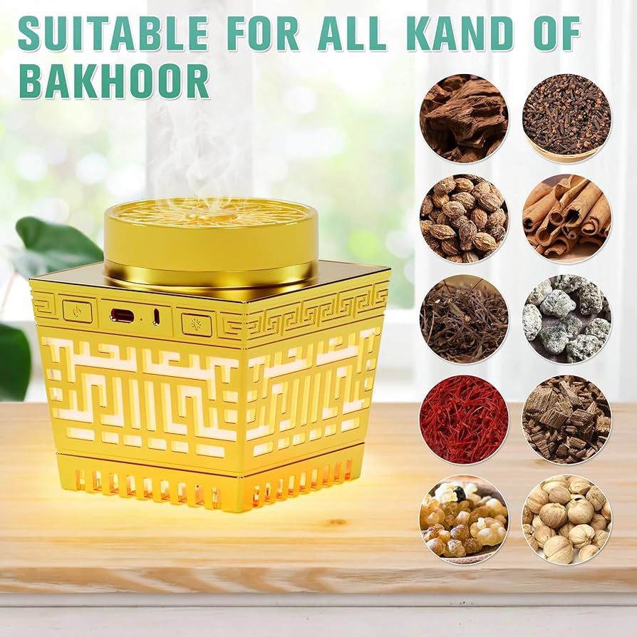 Type C Electric Oud Burner Digital Quran Player for Home Office and Car | Bakhoor BoSidin Incense Burner Quran speaker with led light