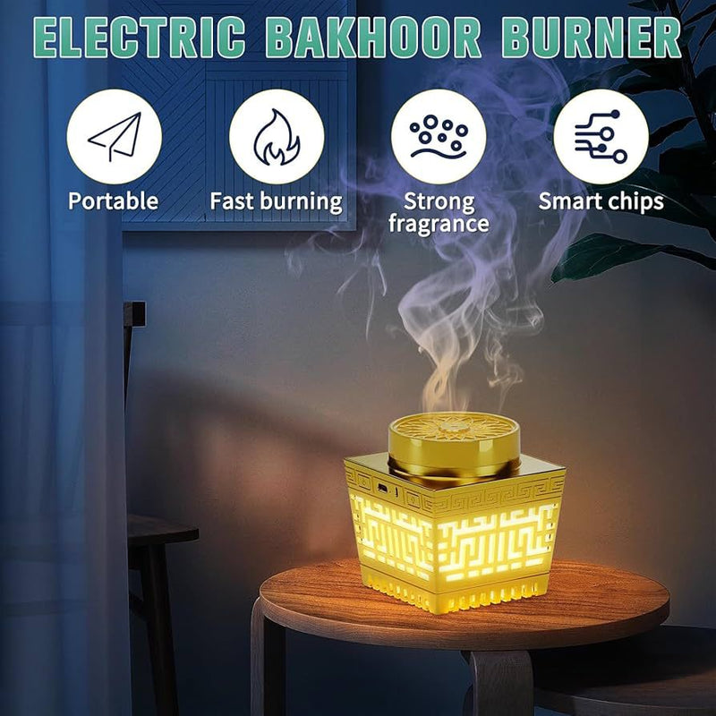 Type C Electric Oud Burner Digital Quran Player for Home Office and Car | Bakhoor BoSidin Incense Burner Quran speaker with led light