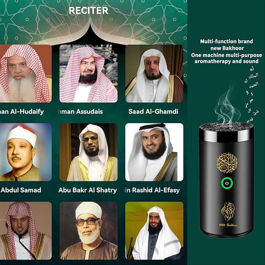 Oud bukhoor 2 in 1 Electric Incense Burner with Quran Speaker, Remote Control Bakhoor Burner