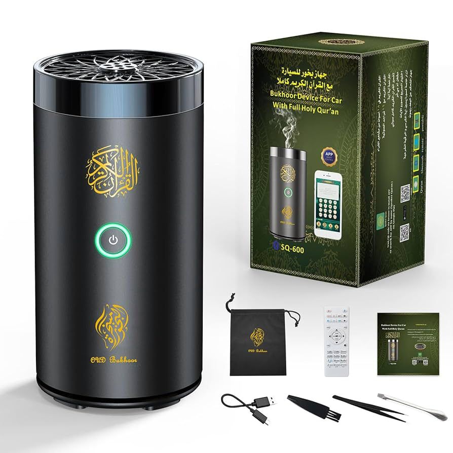 Oud bukhoor 2 in 1 Electric Incense Burner with Quran Speaker, Remote Control Bakhoor Burner