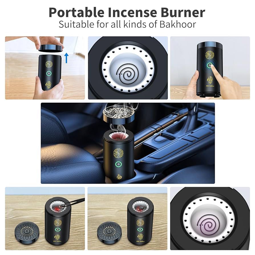 Oud bukhoor 2 in 1 Electric Incense Burner with Quran Speaker, Remote Control Bakhoor Burner