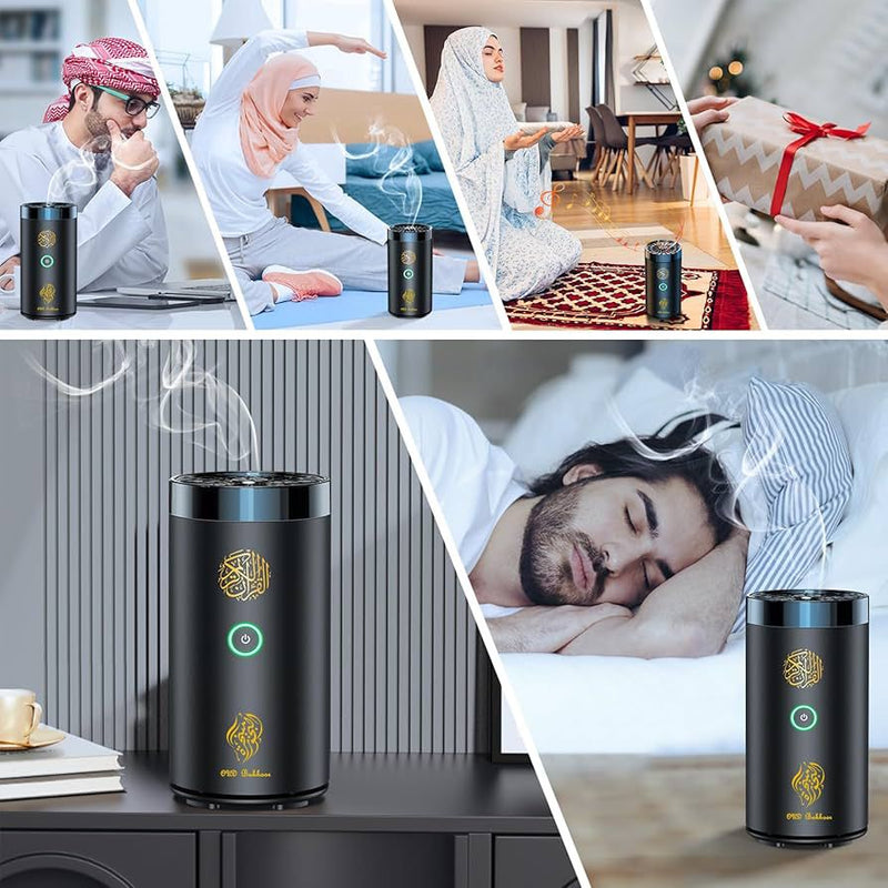 Oud bukhoor 2 in 1 Electric Incense Burner with Quran Speaker, Remote Control Bakhoor Burner