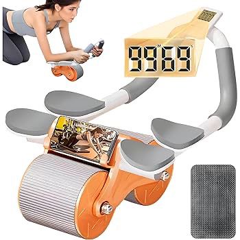 utomatic Rebound Exercise Abdominal Roller with 4 Elbow Supports, Timer and Knee Pad