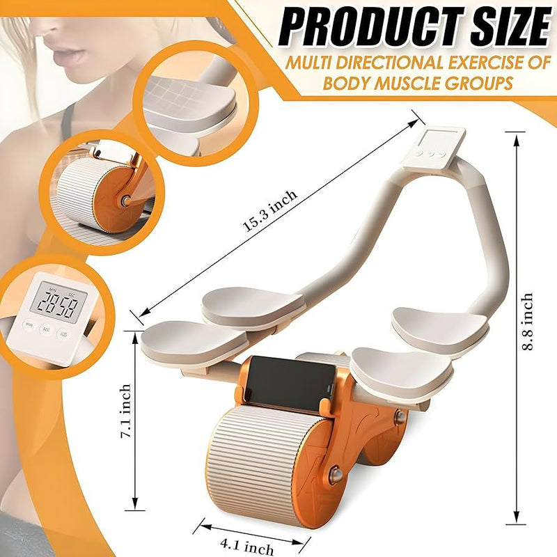 utomatic Rebound Exercise Abdominal Roller with 4 Elbow Supports, Timer and Knee Pad