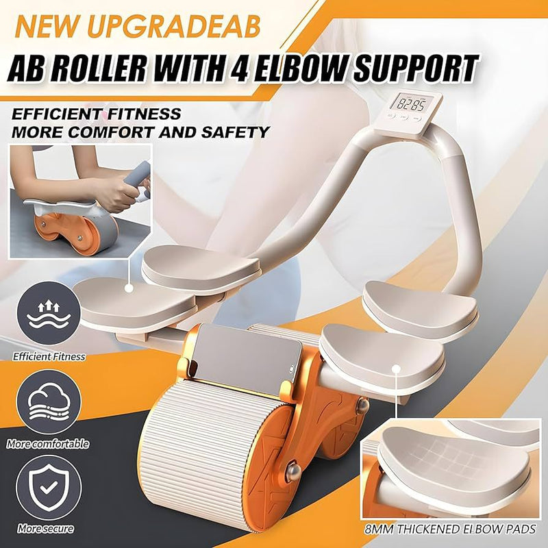 utomatic Rebound Exercise Abdominal Roller with 4 Elbow Supports, Timer and Knee Pad
