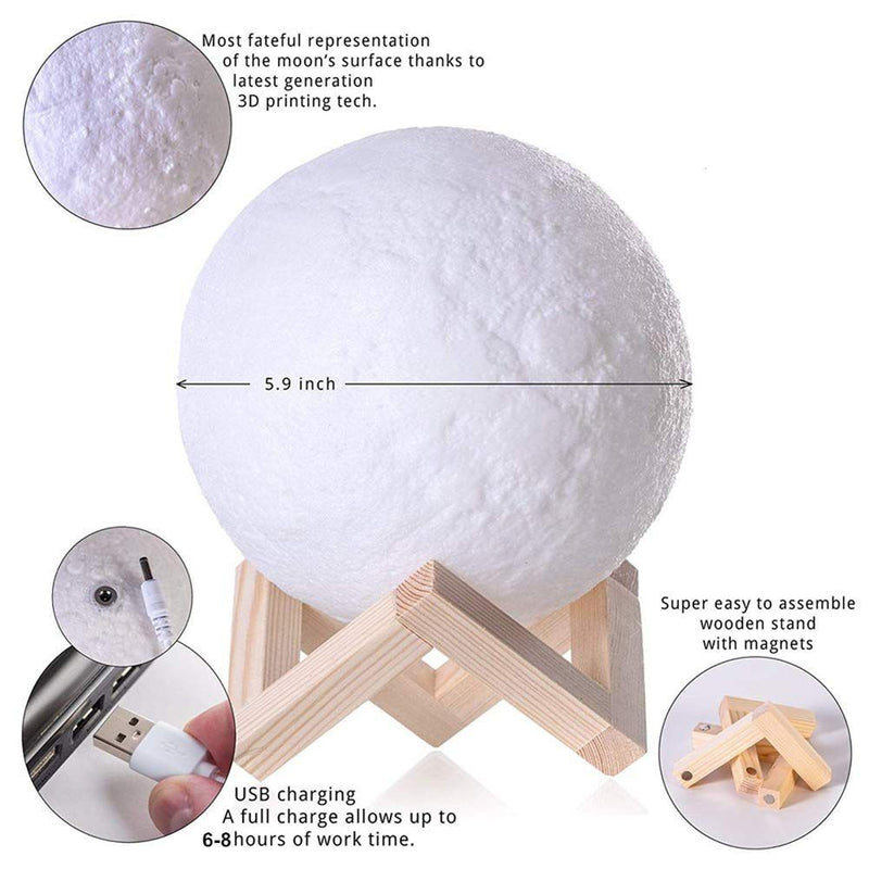 4 in 1 Quran Moon Lights 3D Print Lamp 7 Colors LED