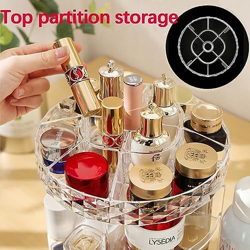 Makeup Organizer,360 Degree Rotating Adjustable Acrylic Clear Cosmetic Storage Display Case with 8 Layers Large Capacity, Fits Jewelry,Makeup Brushes, Lipsticks and More