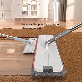 Flat Mop with Microfiber Pads – Hand-Free Squeeze Mop – 360° Rotating Head – Extendable Stainless Steel Handle