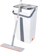 Flat Mop with Microfiber Pads – Hand-Free Squeeze Mop – 360° Rotating Head – Extendable Stainless Steel Handle