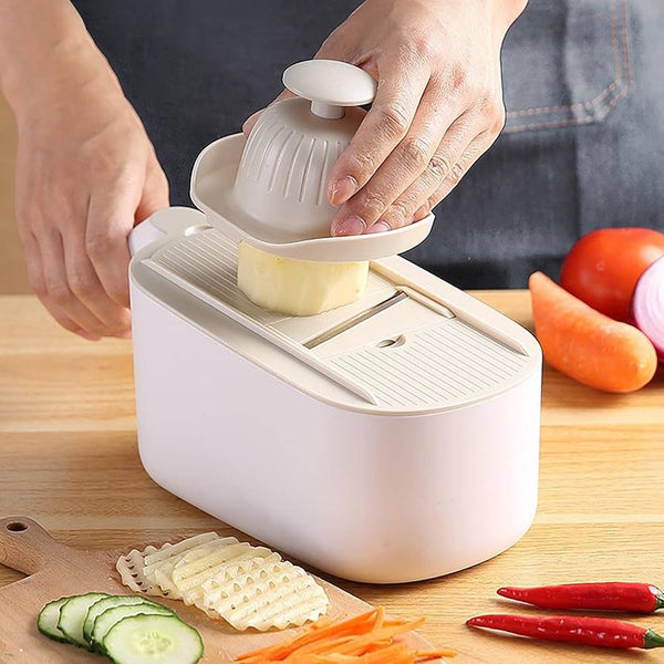 Multifunction Vegetable Chopper Slicer Drainage Basket Kitchen Tool Gray