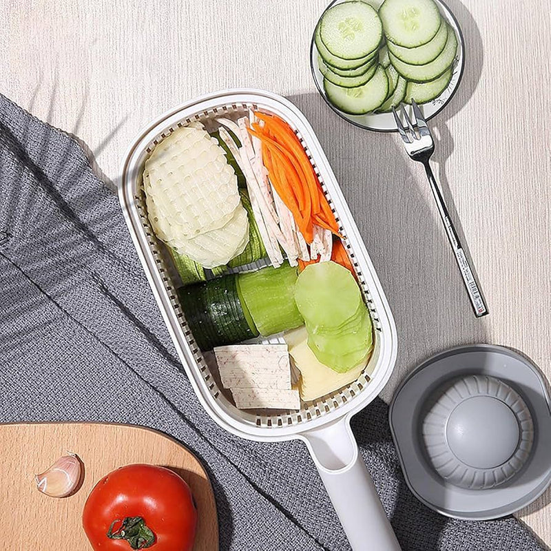 Multifunction Vegetable Chopper Slicer Drainage Basket Kitchen Tool Gray