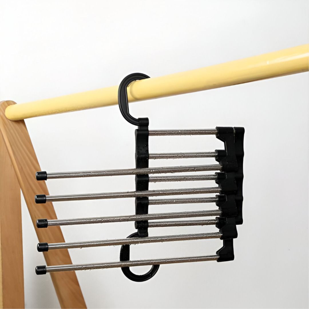 5 Layers Multifunctional Pants Rack Jeans Trousers Scarves Organizer Space Saving Foldable Pants Hanger