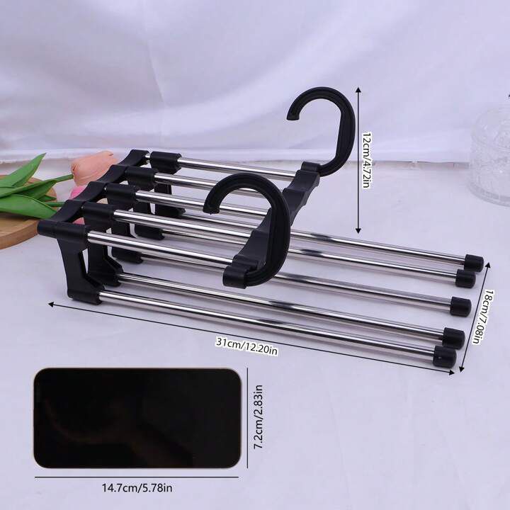 5 Layers Multifunctional Pants Rack Jeans Trousers Scarves Organizer Space Saving Foldable Pants Hanger