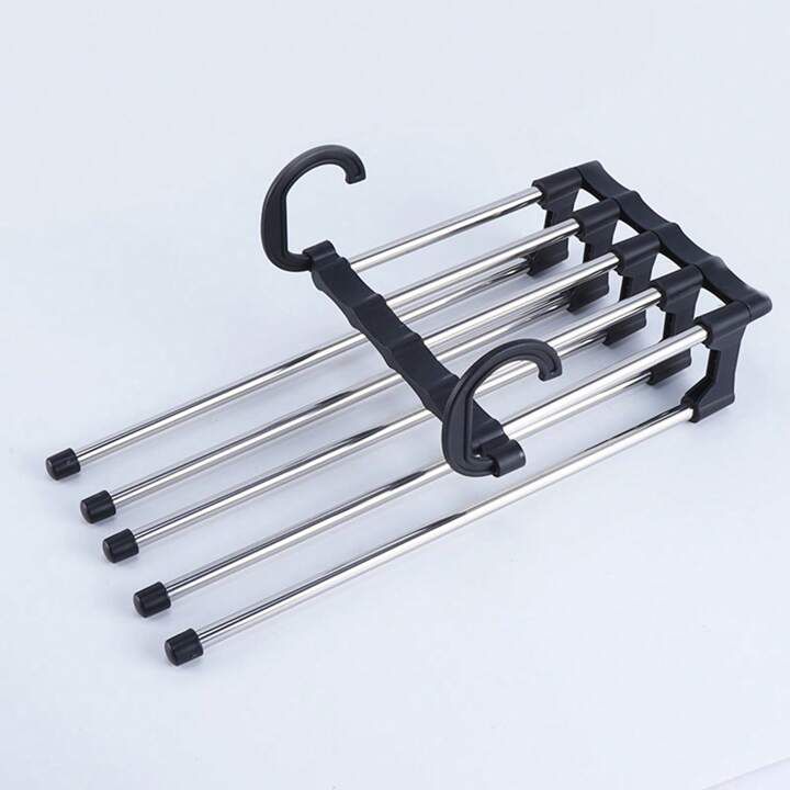 5 Layers Multifunctional Pants Rack Jeans Trousers Scarves Organizer Space Saving Foldable Pants Hanger