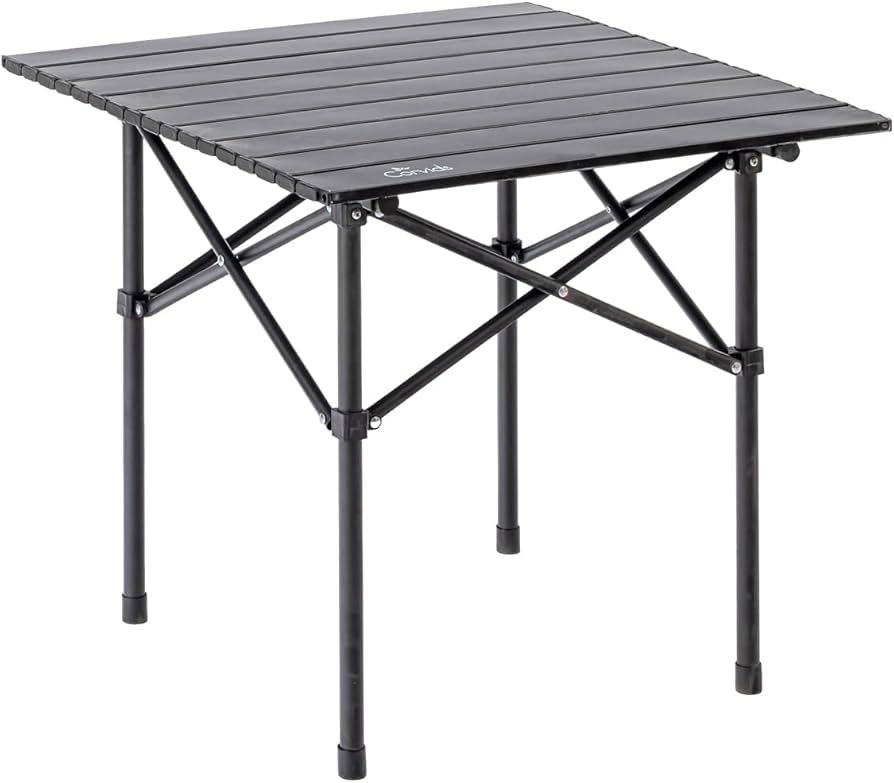 Multipurpose Folding Camping Table with Roll-up Tabletop | Compact & Portable | Best for Hiking, Picnic, Garden, BBQ & Outdoor Use (Black, Medium)