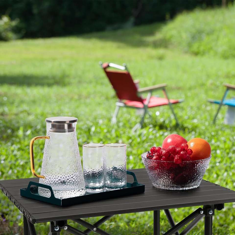 Multipurpose Folding Camping Table with Roll-up Tabletop | Compact & Portable | Best for Hiking, Picnic, Garden, BBQ & Outdoor Use (Black, Medium)