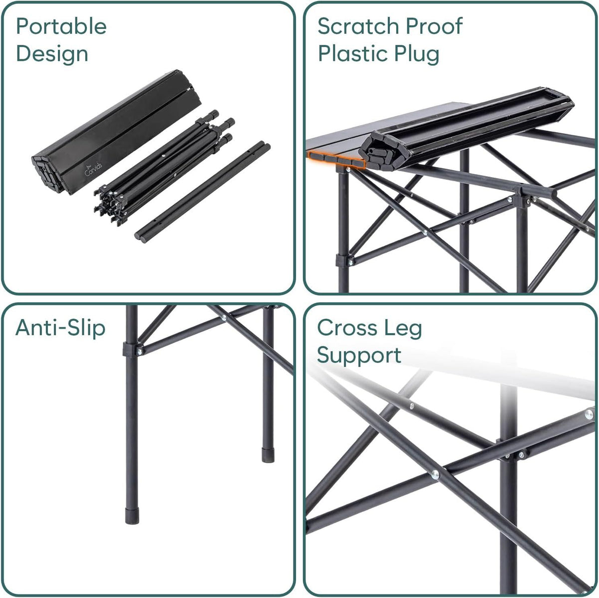 Multipurpose Folding Camping Table with Roll-up Tabletop | Compact & Portable | Best for Hiking, Picnic, Garden, BBQ & Outdoor Use (Black, Medium)