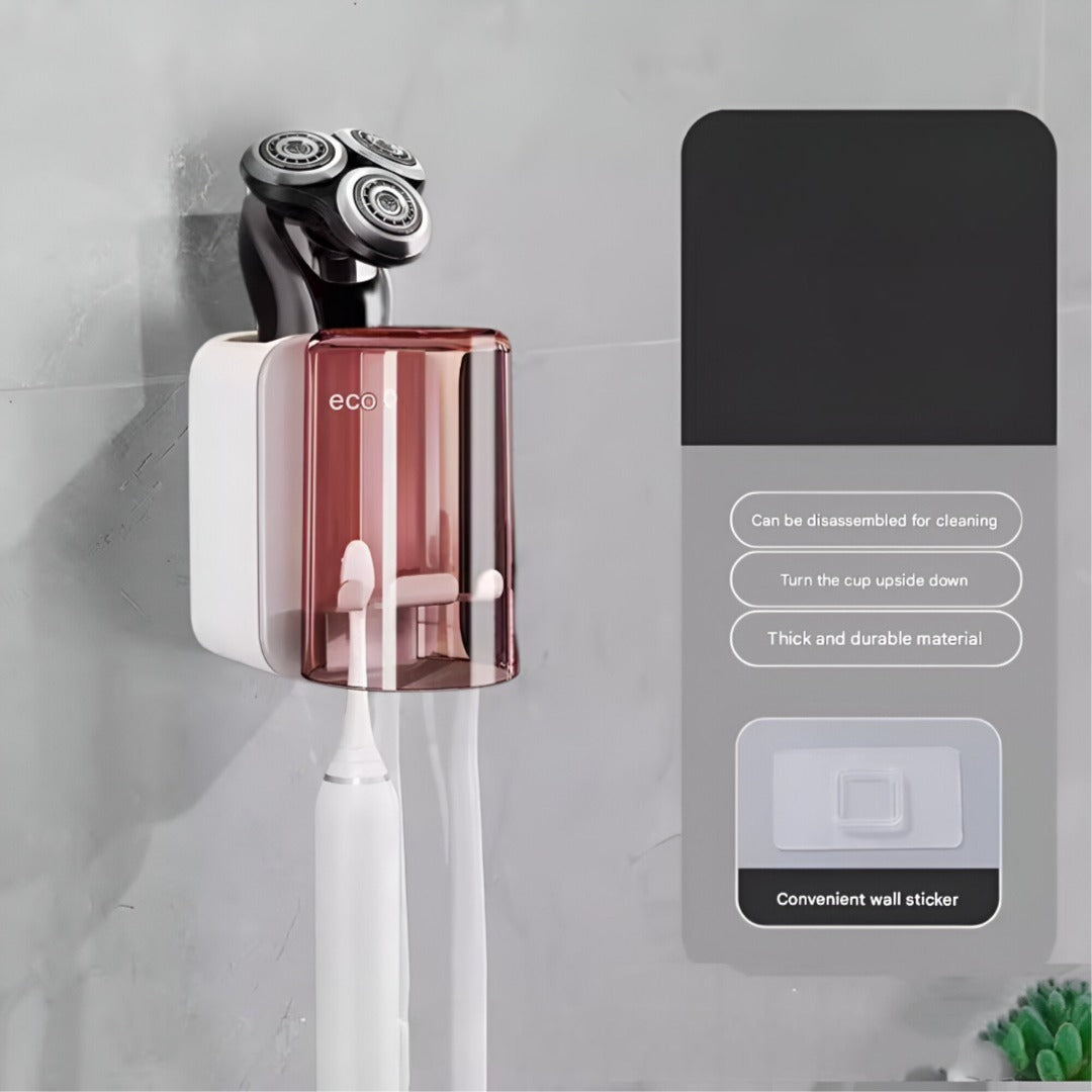 حامل فرشاة الأسنان المثبت على الحائط، بدون حفر