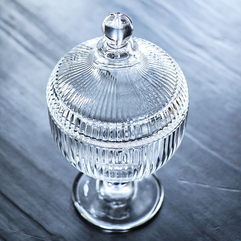 Crystal Vintage Clear Glass Candy Jar with Lid