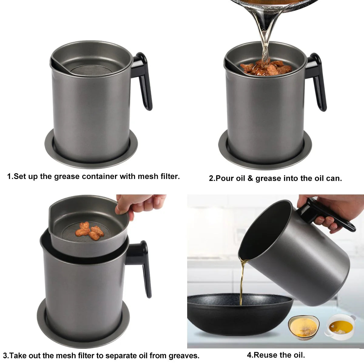 1.8L Stainless Steel Dual-Purpose Oil Filter Pot