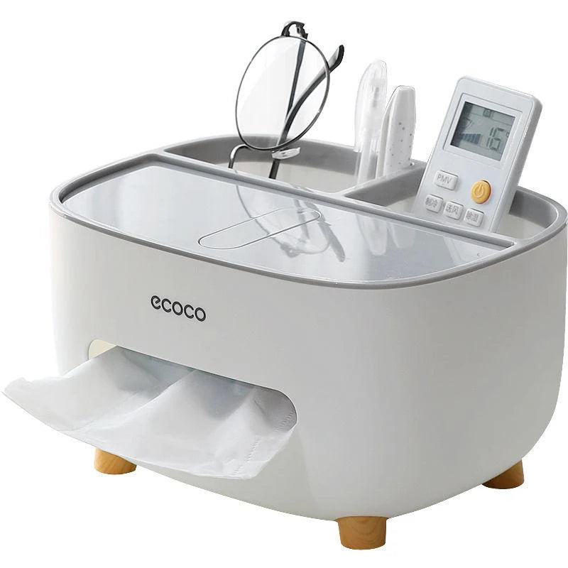 صندوق منظم مناديل متعدد الوظائف من ECOCO مع وحدة تخزين للتحكم عن بعد